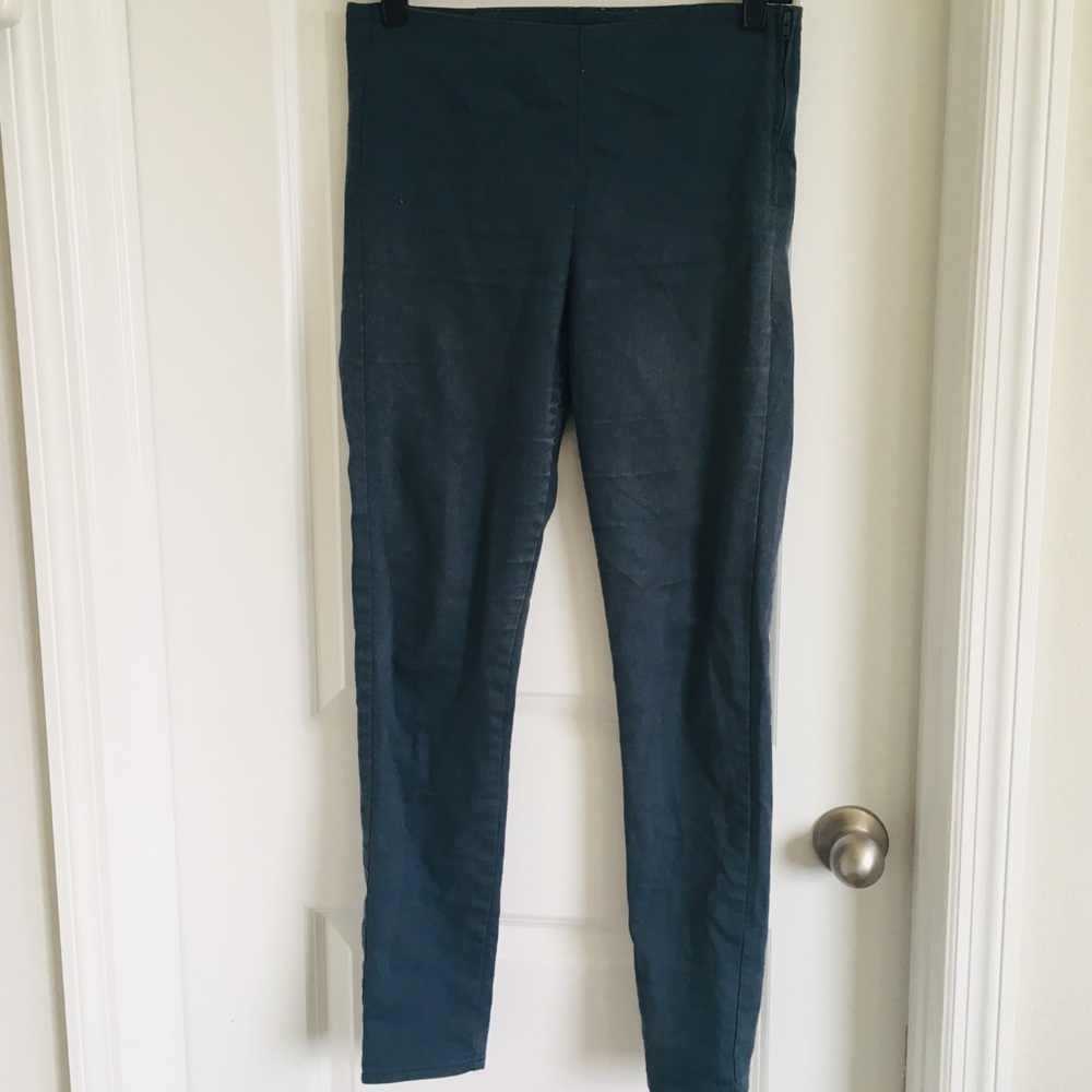 H&M teal color ankle length high waist skinny pants size 8
